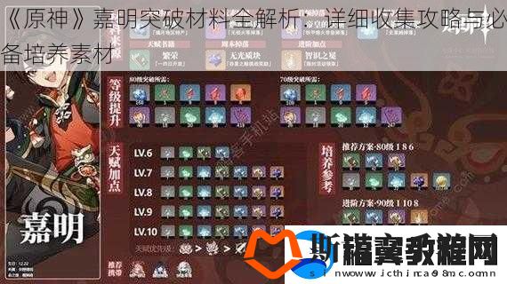 原神嘉明突破材料全解析：详细收集攻略与必备培养素材