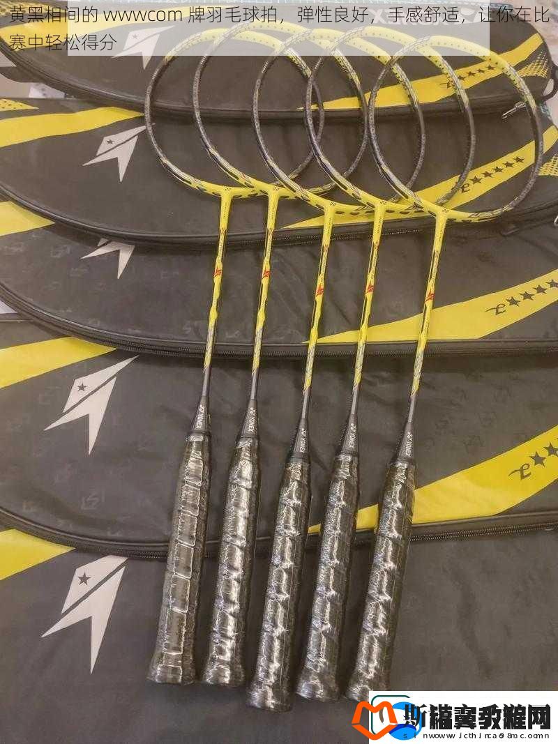 黄黑相间的wwwcom牌羽毛球拍弹性良好手感舒适让你在比赛中轻松得分