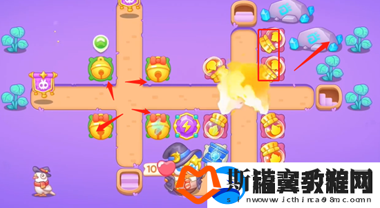保卫萝卜4阿波与魔法宝藏第57关通关攻略